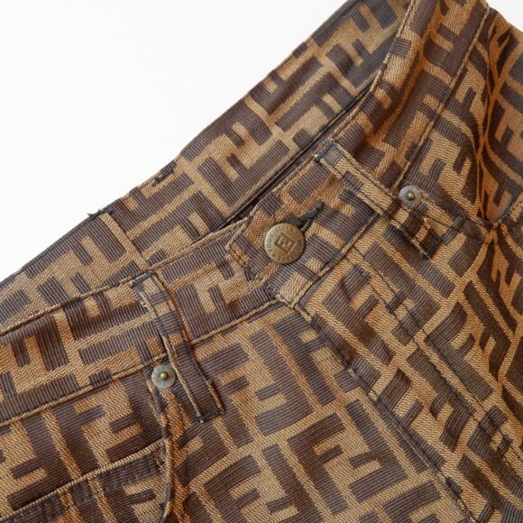 Authentic Preowned Vintage Fendi Brown Zucca Print Straight Leg Pants - S - Picture 3 of 9